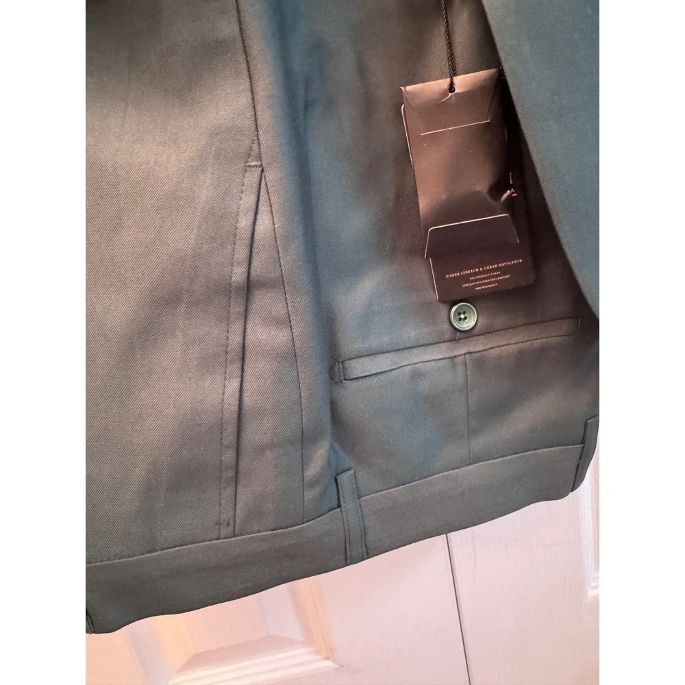Ferrucci HT Green Beaded Tuxedo Suit Shawl Lapel Men Size 54 Jacket 48 Pants